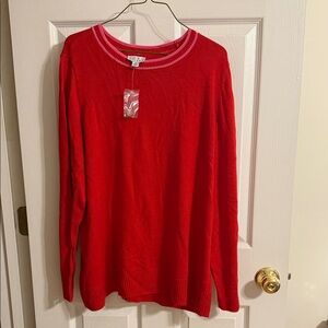 Joan Rivers Red Sweater with Pink Trim